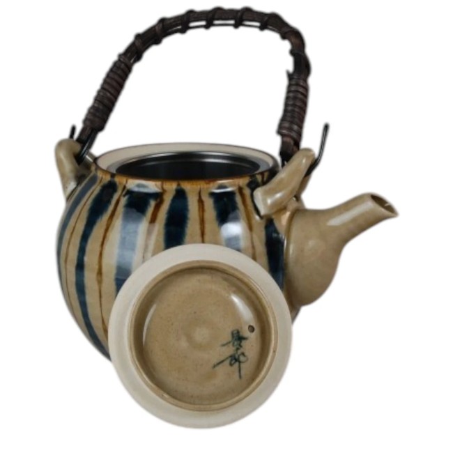 Théière japonaise Dobin Futairo Tokusa en porcelaine d’Arita avec anse en bambou