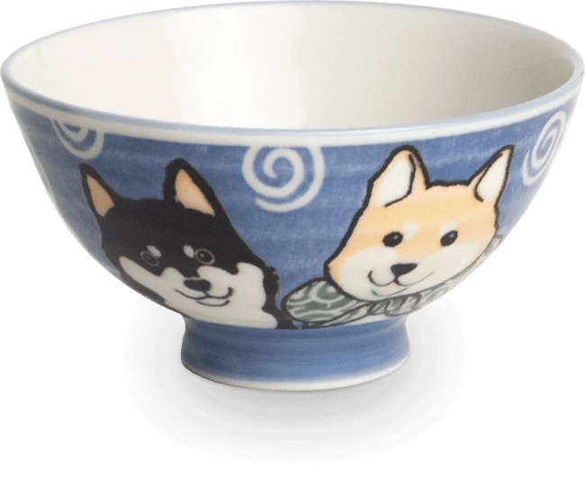 Bol japonais en porcelaine motif Shiba Bleu
