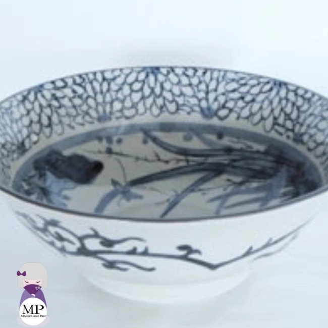 Bol à ramen japonais fleurs et oiseaux – Fabriqué au Japon Bol à ramen japonais en porcelaine motifs fleurs et oiseaux