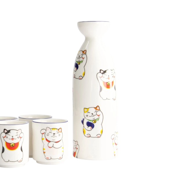 Service à saké japonais Maneki Neko en céramique – Tokyo Design
