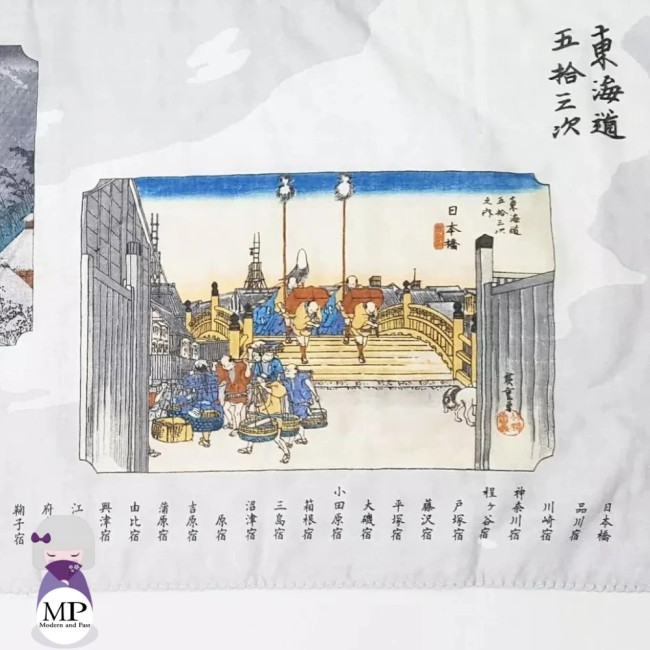 Tenugui japonais motif Pont de Tokyo – 100 % coton