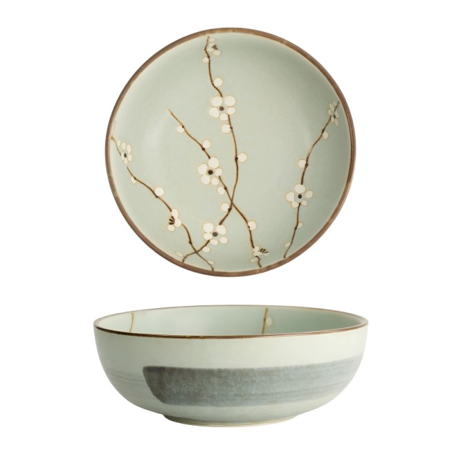 Bol japonais Donburi vert Soshun fleurs de cerisier 1200 ml