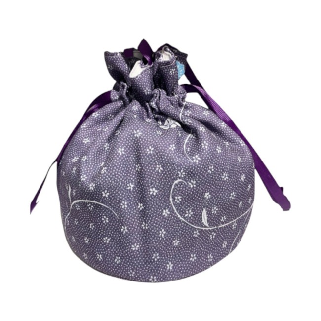 Sac de Kimono mauve foncé à fleurs avec fermeture à coulisse