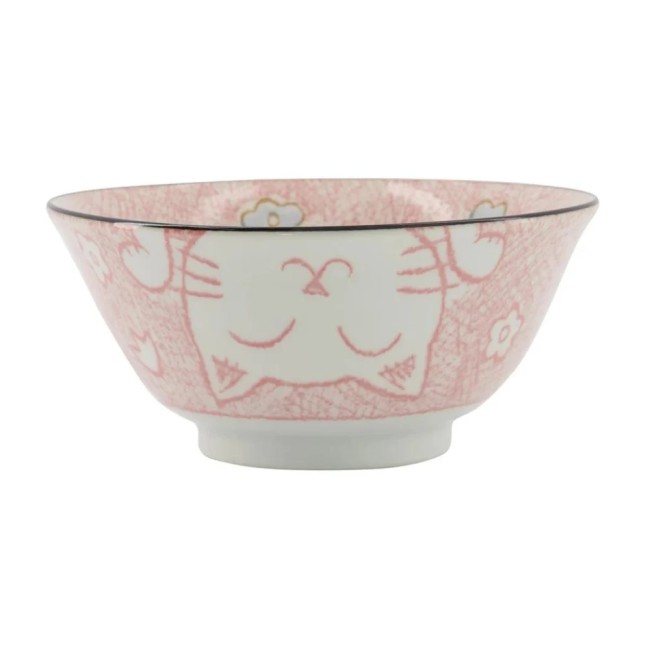 bol japonais chat kawaii rose pour riz ramen et butadon