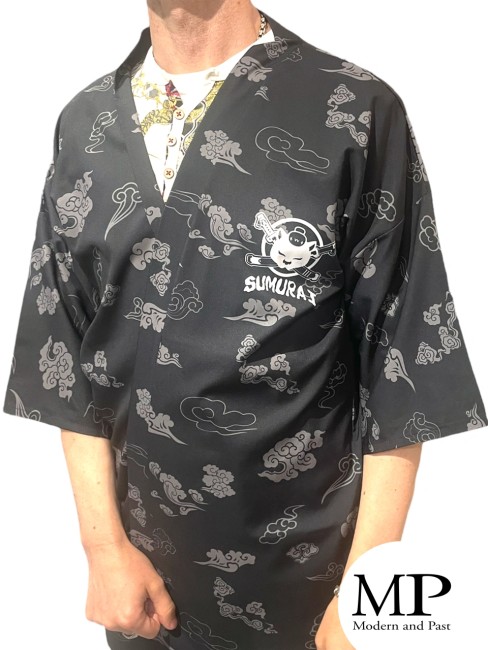 Kimono long Samouraï chat Neko – Haori japonais unisexe Kimono long moderne japonais Samouraï chat Neko haori unisexe streetwear
