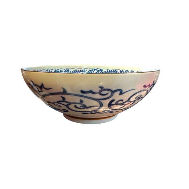grand bol japonais ramen porcelaine motif pieuvre bleue 21 cm