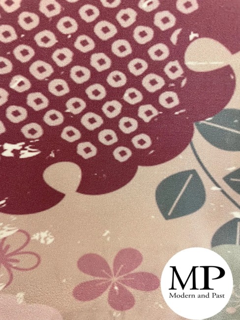 Obi japonais réversible violet rose pâle à fleurs – ceinture traditionnelle