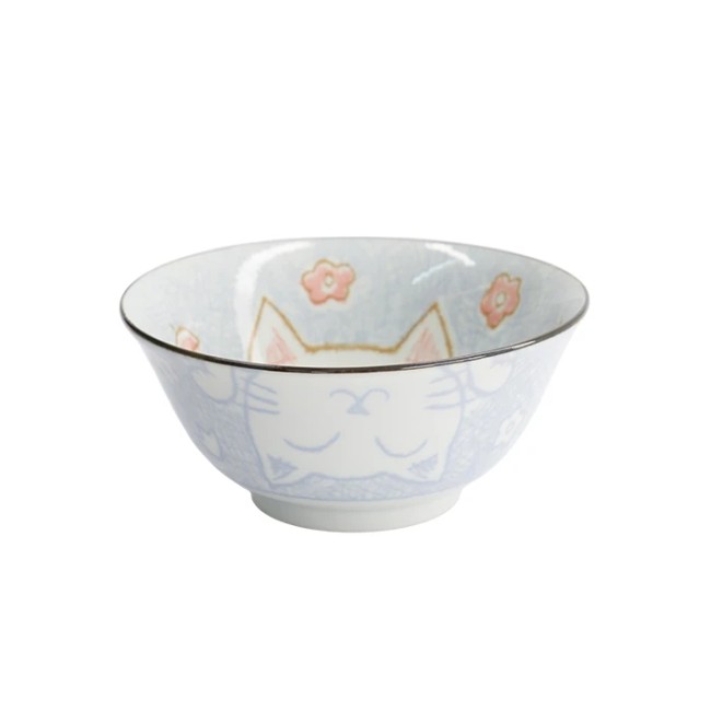 Bol japonais à soupe chat Kawaii bleu fabriqué au Japon bol japonais bleu chat Kawaii