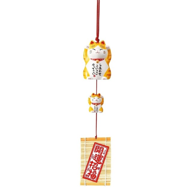 Suspension clochette Maneki Neko en porcelaine – Japon suspension clochette maneki neko porcelaine japon