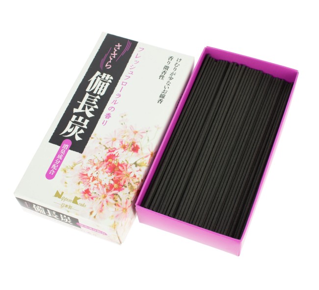 Encens japonais Sasara Binchotan Fresh Floral grande boîte Nippon Kodo