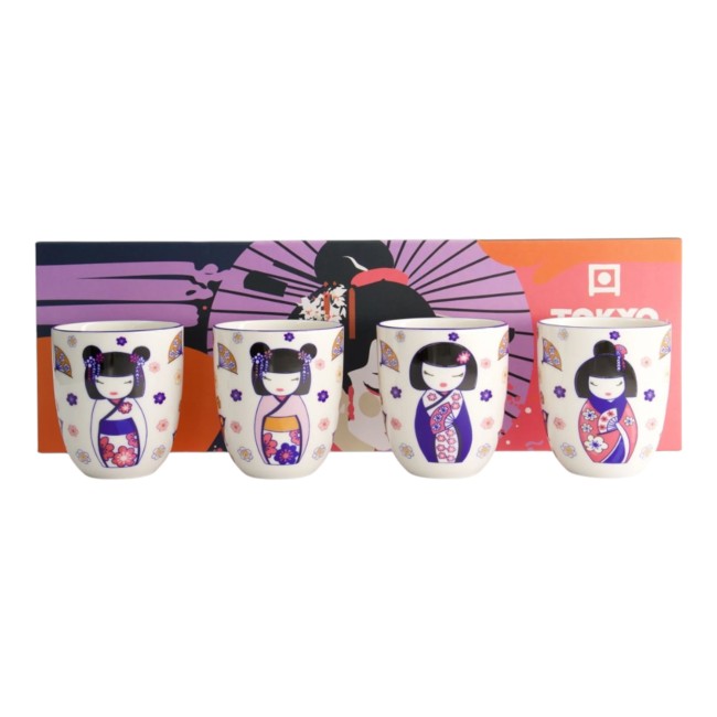 Coffret de 4 tasses japonaises Maiko Kokeshi – Tokyo Design