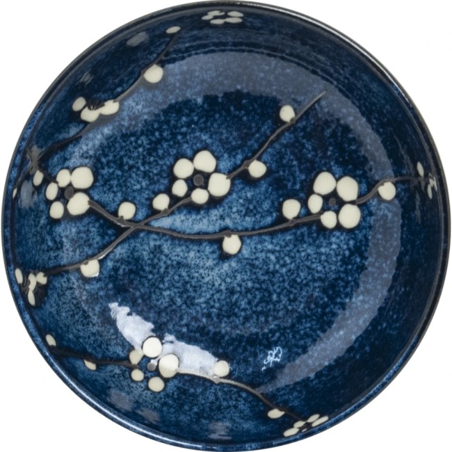 Bol japonais à ramen bleu Hana fleurs de cerisiers en céramique