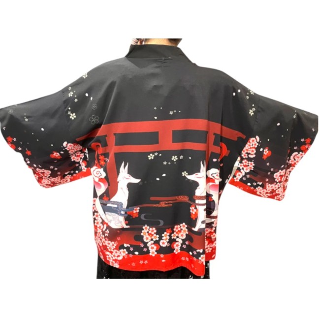 kimono japonais noir Oji Kitsune temple Torii