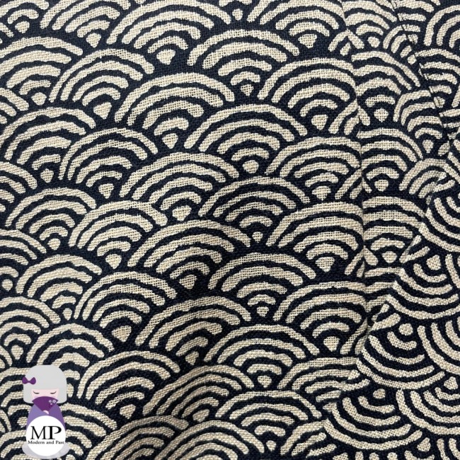 Yukata japonais homme coton bleu nuit motif Nami