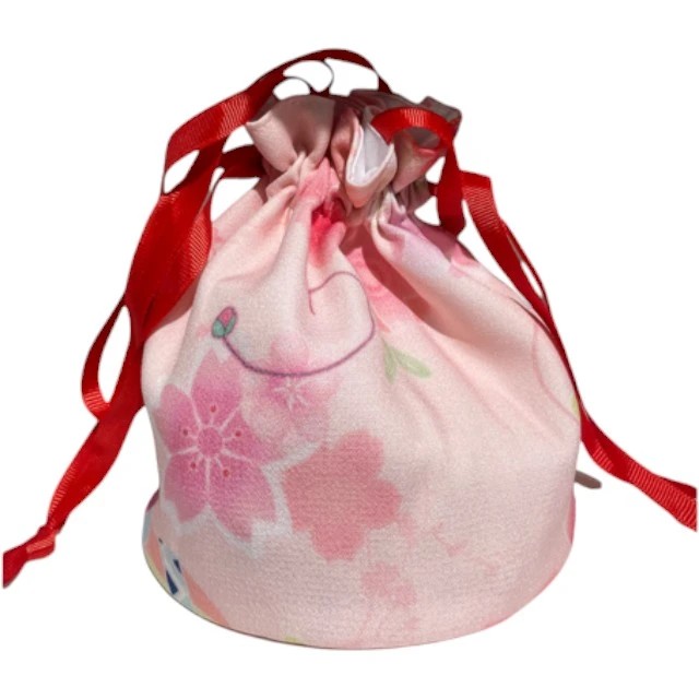 Sac de Kimono japonais rose à fleurs avec fermeture à coulisse