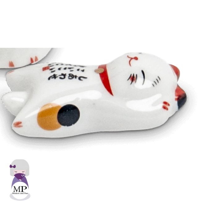 Repose-baguettes japonais en céramique motif chat Neko Calico