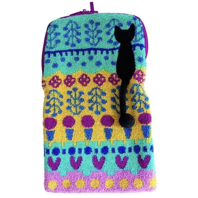 Pochette japonaise Atsuko Matano – motif floral Spain – coton doux fabriquée au Japon Pochette japonaise en coton motif floral coloré Atsuko Matano - bleu