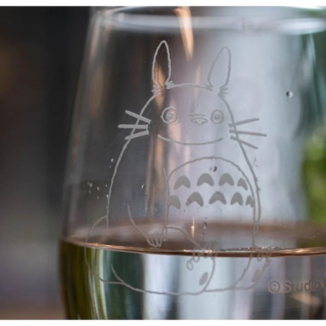 verre gravé Totoro et trèfle blanc Studio Ghibli