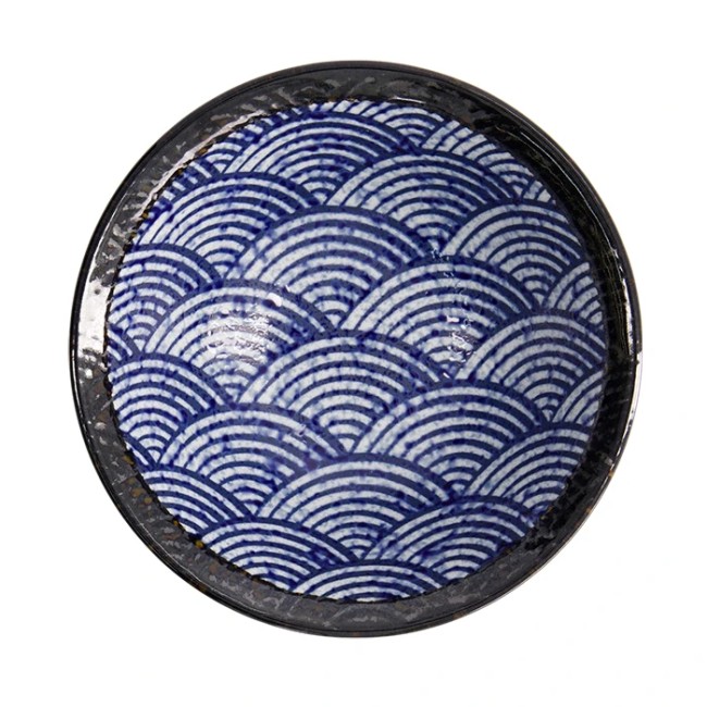 bol japonais Aisai Seigaiha bleu fabriqué au Japon bol japonais Aisai Seigaiha bleu motif vagues en porcelaine