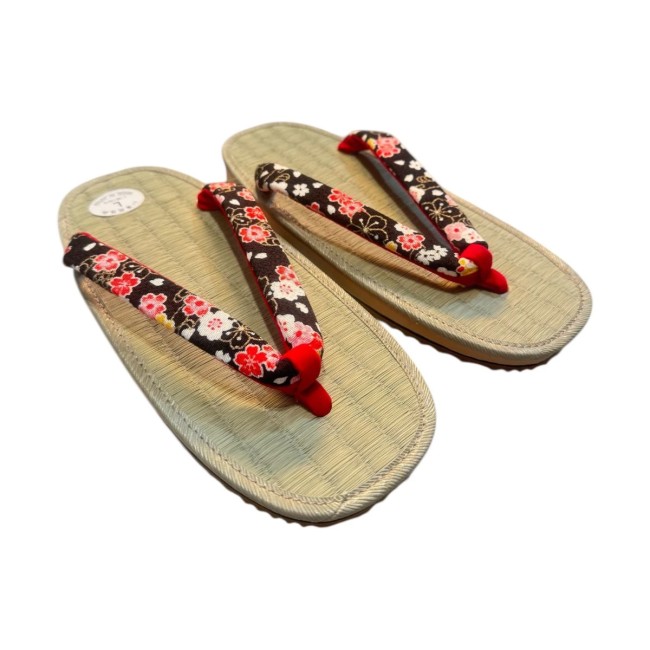 Zori japonaises femme coton noir Sakura taille 37.5 Zori japonaises femme coton noir Sakura taille 37.5