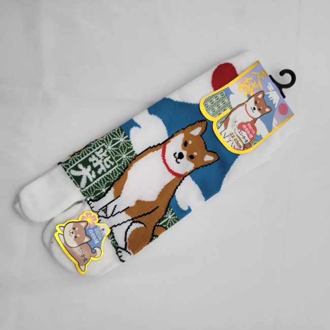 Chaussettes Tabi Shiba Mont Fuji – Taille 40-44 Chaussettes japonaises Tabi motif Shiba et Mont Fuji taille 40-44