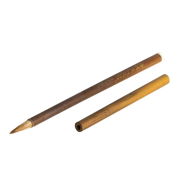 pinceau japonais moyen en bambou foncé poils de loup et chèvre avec capuchon