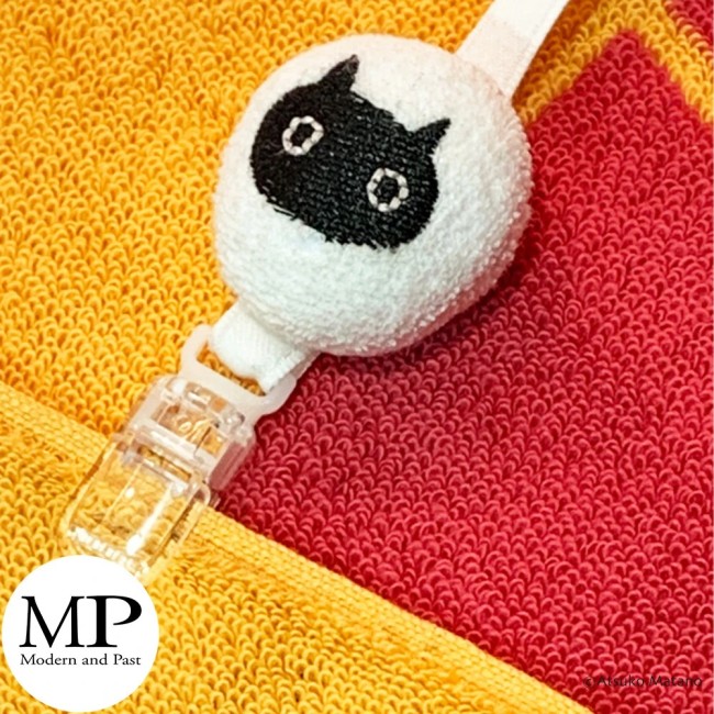 Pinces à serviette japonaise blanche Chat Mémé Atsuko Matano