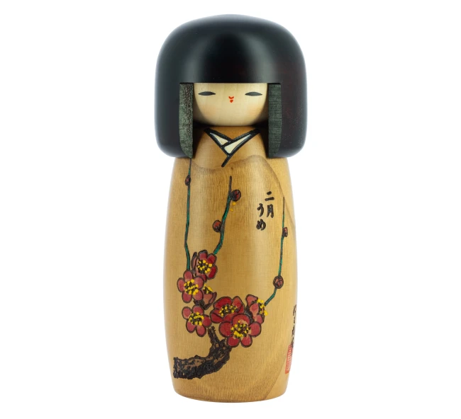 Kokeshi Ume faite main au Japon - Modern and Past Poupée japonaise Kokeshi Ume fleurs de prunier - Modern and Past