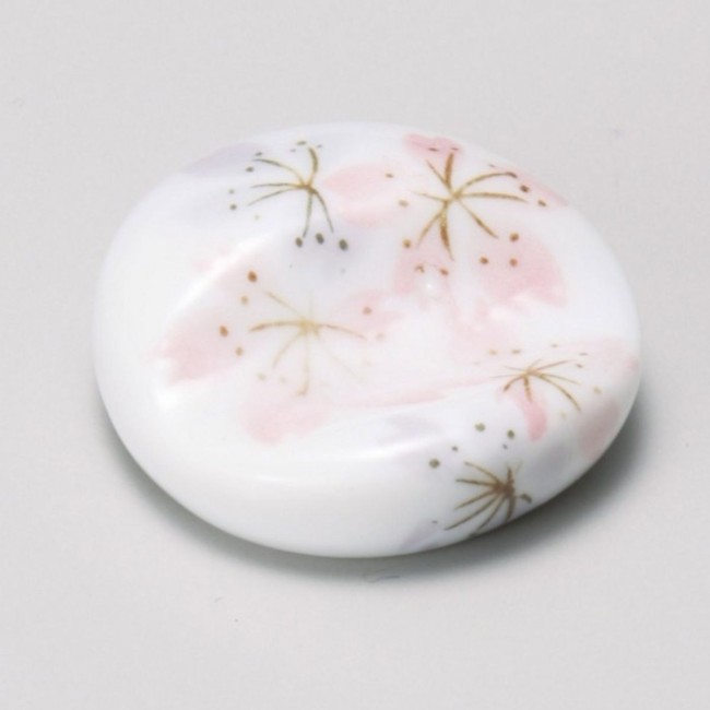 Repose-baguettes japonais Hashioki Haiyu Sakura en porcelaine blanche et fleurs de cerisiers