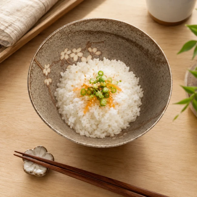 Bol japonais polyvalent pour riz et plats japonais - Modern and Past Bol japonais taupe servi avec du riz - Modern and Past