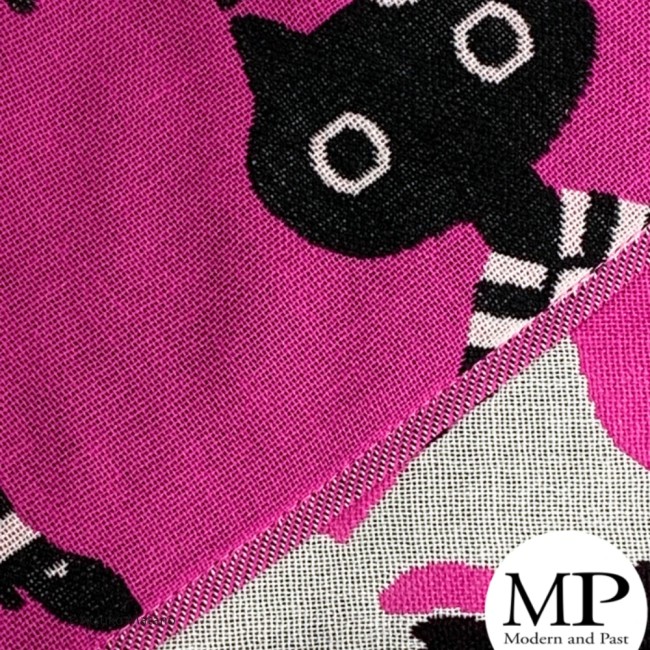 serviette japonaise rose gaze coton motif Chat Mémé