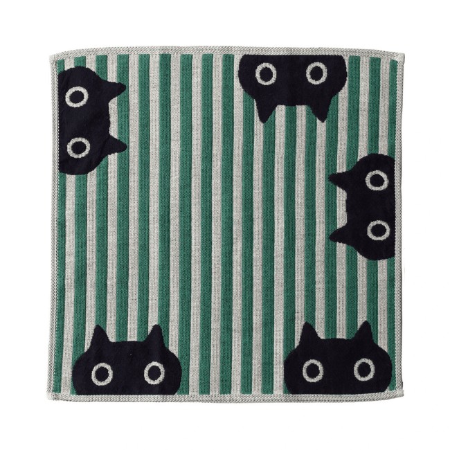 Serviette japonaise Mémé Stripe en coton – Atsuko Matano serviette japonaise gaze coton Chat Mémé Stripe Atsuko Matano
