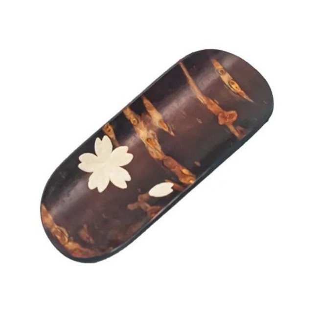 Cuillère japonaise à thé Chami en bois de cerisier avec motif fleur Sakura