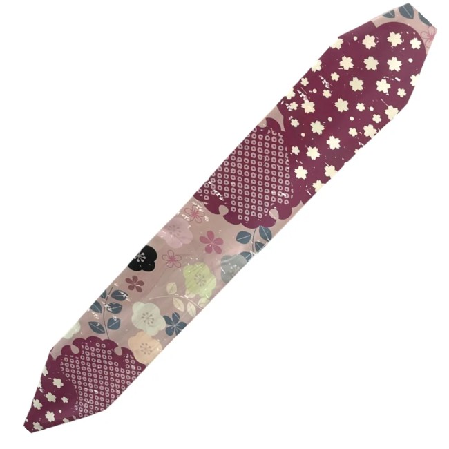 Obi japonais réversible violet rose pâle à fleurs – ceinture traditionnelle