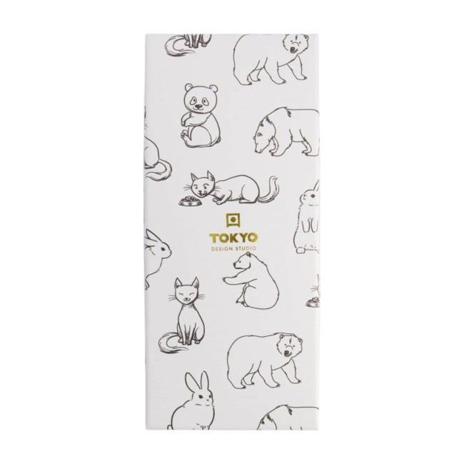 Coffret de 5 paires de baguettes japonaises en bois – Animaux kawaii
