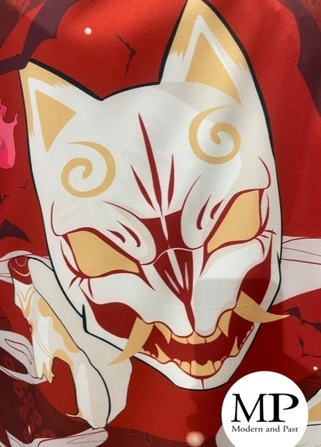 veste kimono japonaise rouge motif Kitsune Oji