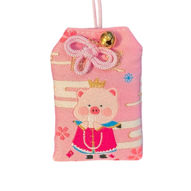 Omamori japonais rose cochon kawaii porte bonheur chance