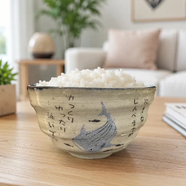 Bol japonais Ofuke Jinbei requin-baleine en porcelaine de Mino - Modern and Past