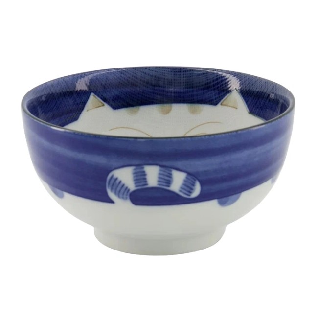 Bol japonais ramen chat bleu – porcelaine kawaii fabriquée au Japon