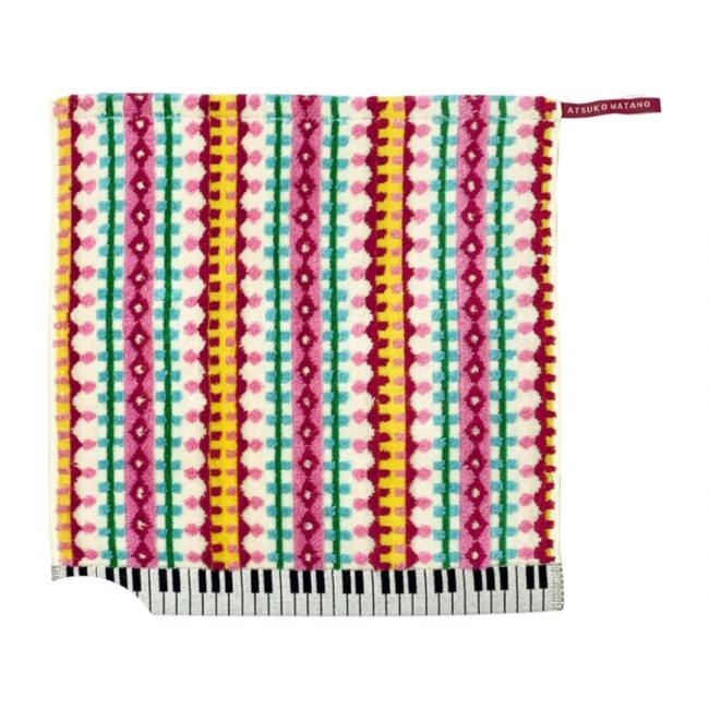 essuie-mains japonais ivoire NPP Piano en coton avec attache essuie-mains japonais ivoire coton motif NPP Piano Atsuko Matano