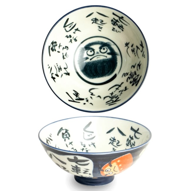 Bol japonais Daruma – porcelaine décorée de kanji – fabriqué au Japon ol japonais en porcelaine avec Daruma et kanji fabriqué au Japon