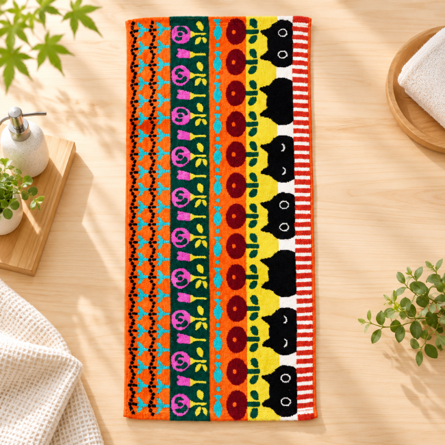 Serviette MMSL Mémé orange Atsuko Matano - Modern and Past Serviette japonaise MMSL Mémé orange Atsuko Matano 34 x 75 cm - Modern and Past