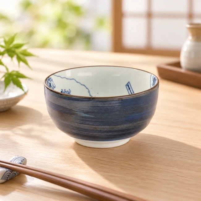 Bol japonais Hokusai Grande Vague en porcelaine - Modern and Past Bol japonais Hokusai Grande Vague bleu et blanc 350 ml - Modern and Past