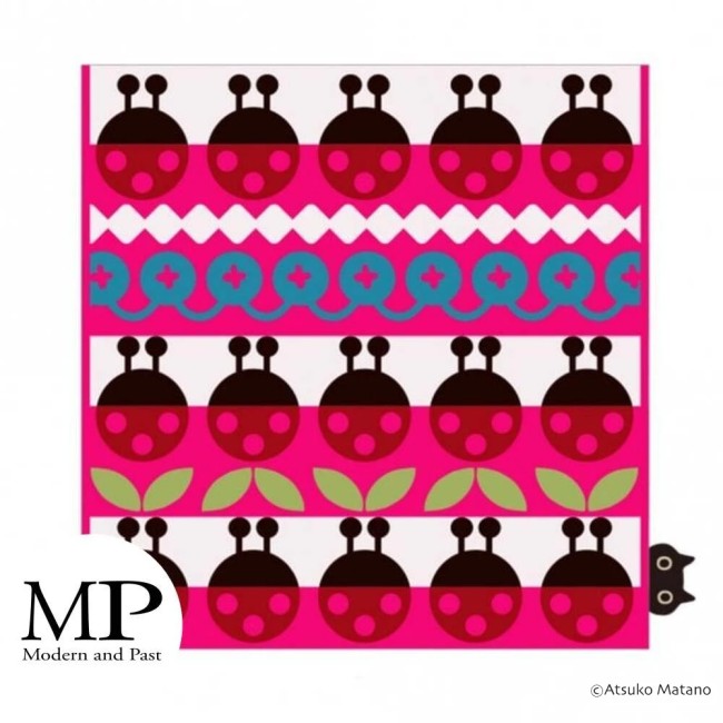 serviette japonaise rose coccinelle Ladybug en coton éponge Atsuko Matano serviette japonaise rose en coton éponge motif coccinelle Ladybug Atsuko Matano