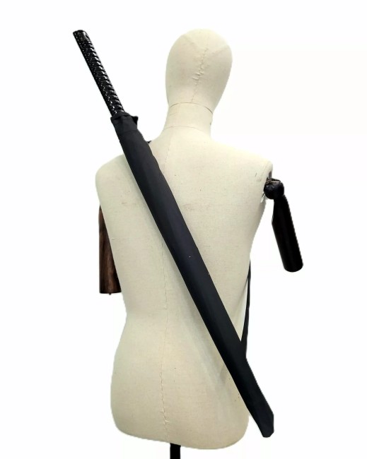 Parapluie japonais Katana noir – manche sabre Parapluie Katana noir avec manche sabre japonais