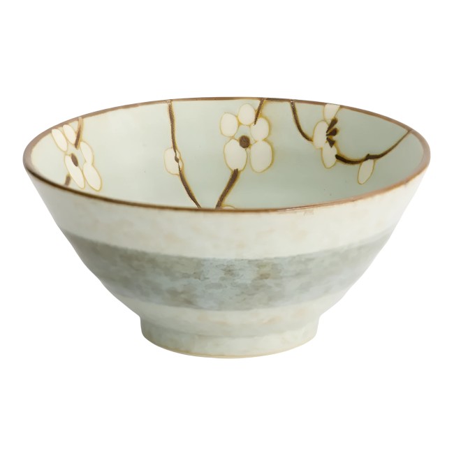 Bol japonais soupe miso vert Soshun 300 ml fleurs cerisier