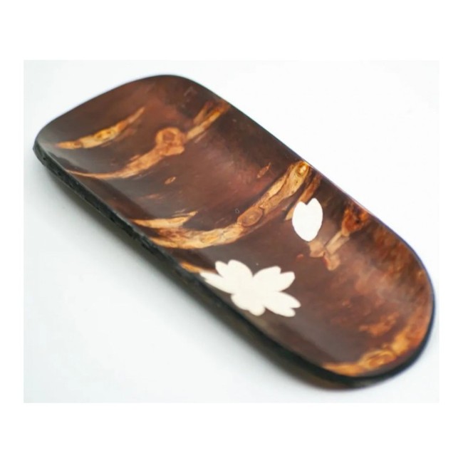 Cuillère japonaise à thé Chami en bois de cerisier avec motif fleur Sakura