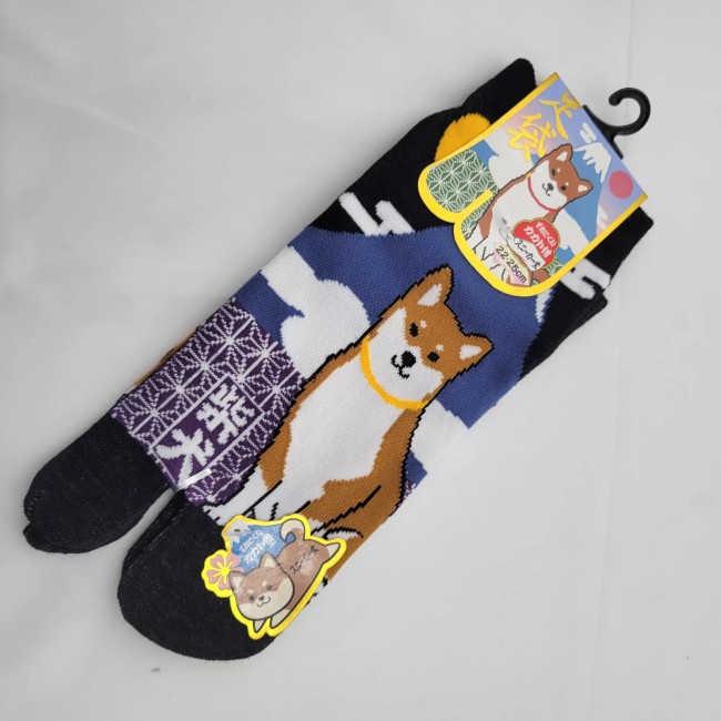 Chaussettes Tabi Shiba Mont Fuji – Taille 40-44 Chaussettes japonaises Tabi motif Shiba et Mont Fuji taille 40-44