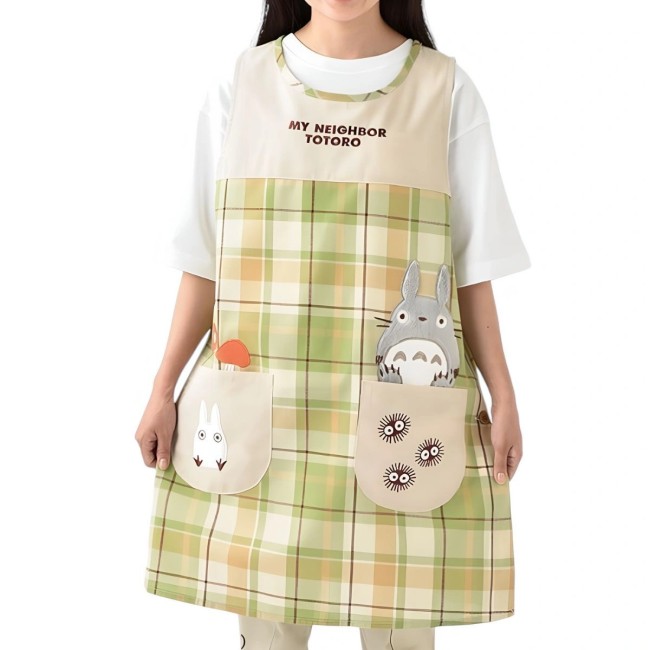 Tablier Totoro à Carreaux Champignons – Mon Voisin Totoro Tablier Totoro à carreaux champignons – Studio Ghibli pour adulte