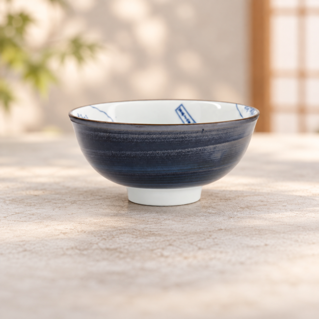 Bol japonais Hokusai Kanagawa et Fuji 11,8 cm - Modern and Past Bol à riz japonais Hokusai vague de Kanagawa et mont Fuji en porcelaine - Modern and Past